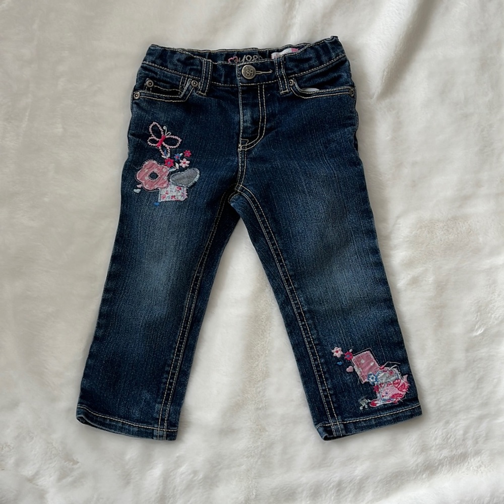 Children's Place embroidered graphic skinny jeans size 18-24m